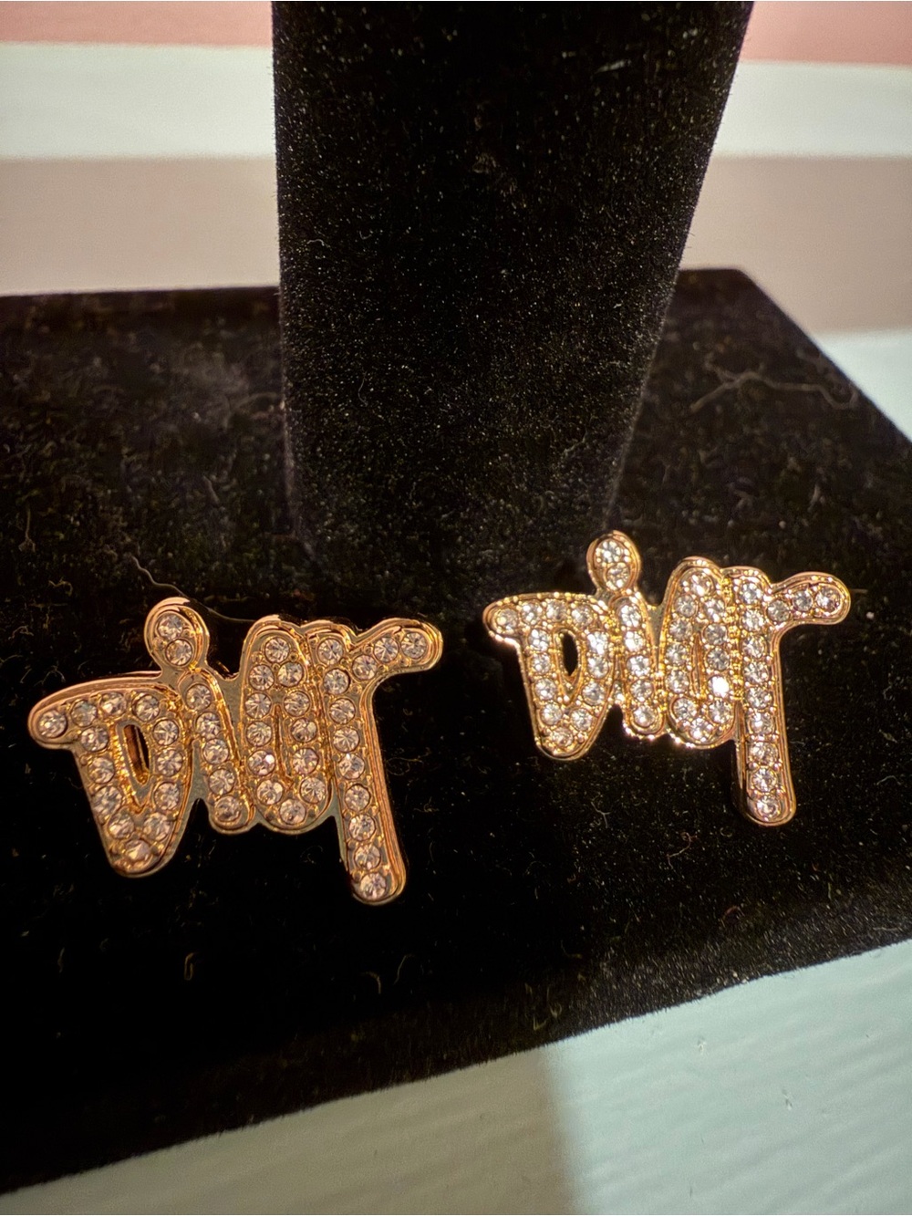 DIOR earrings gold jewelry silver diamond rhinestone designer luxury gift logo